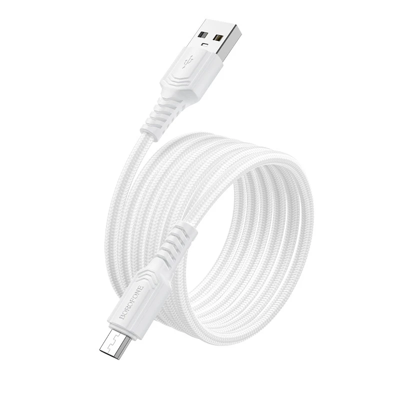Дата кабель Borofone BX116 Certain USB to MicroUSB 2.4A (1m) – White. Фото 2 з 3
