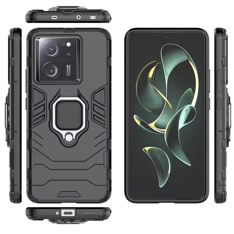 Протиударний чохол Transformer з кільцем на Xiaomi Redmi 13C – Чорний / Soul Black. Фото 6 з 6