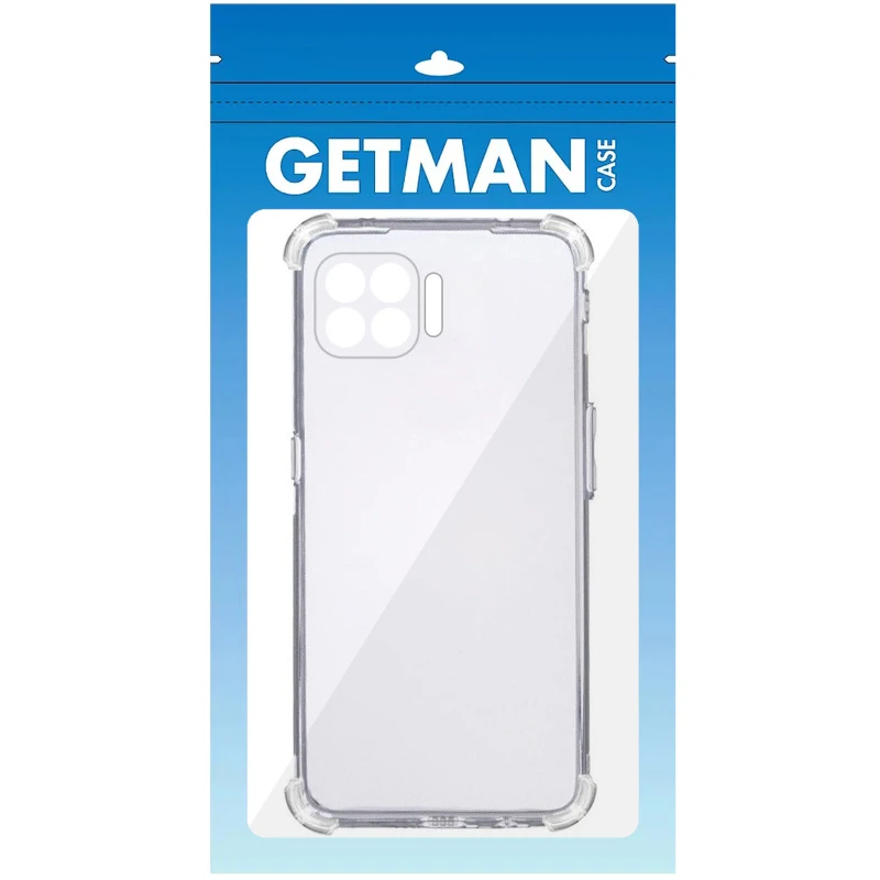 Ультратонкий силиконовый чехол GETMAN с крытыми бортами та камерою на Oppo Reno 4 Lite – Бесцветный (прозрачный). Фото 5 из 5