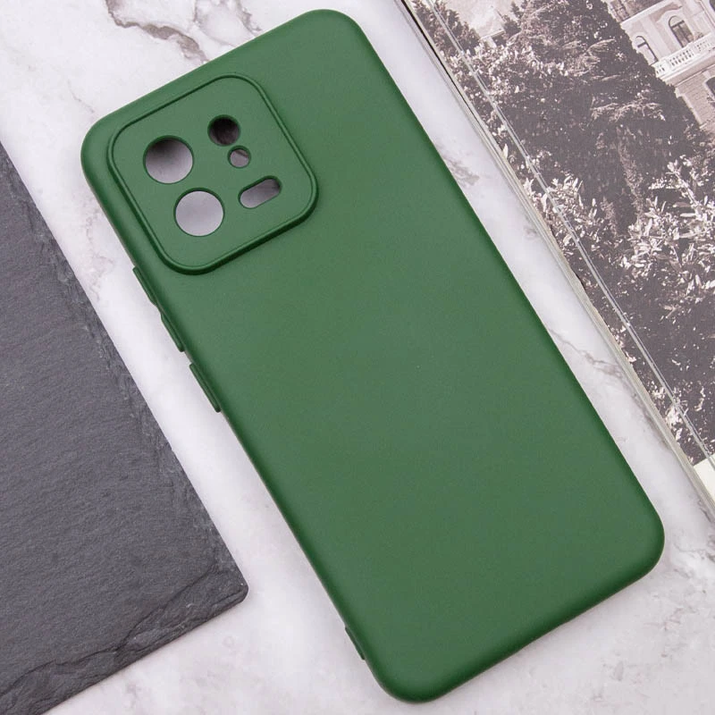 Кольоровий силіконовий чохол GETMAN із закритою камерою для Xiaomi 13 Pro – Зелений / Dark green. Фото 5 з 6