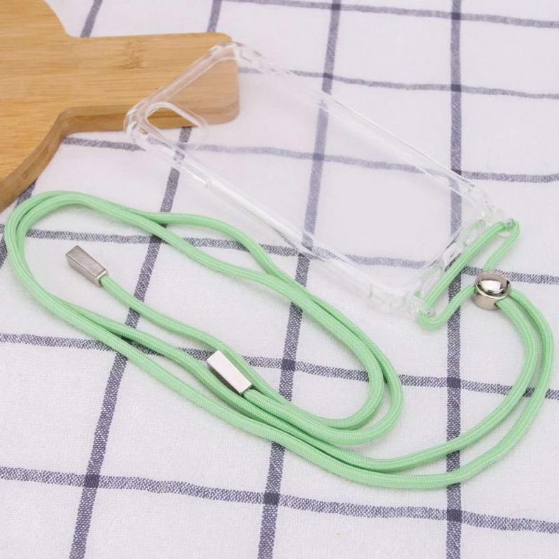 Прозорий силіконовий чохол з кольоровим ремінцем на Apple iPhone XS Max (6.5") – М'ятний. Фото 3 з 3