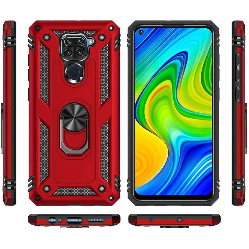 Противоударный чехол Serge Ring с кольцом для Xiaomi Redmi Note 9 / Redmi 10X – Красный. Фото 2 из 6
