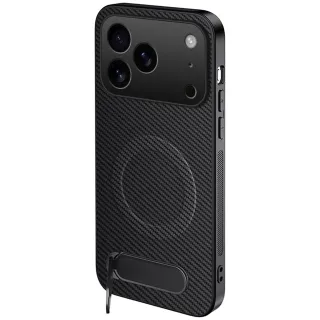 TPU+PC чохол Carbon Kickstand Magnetic Case для Apple iPhone 18 Pro — Black