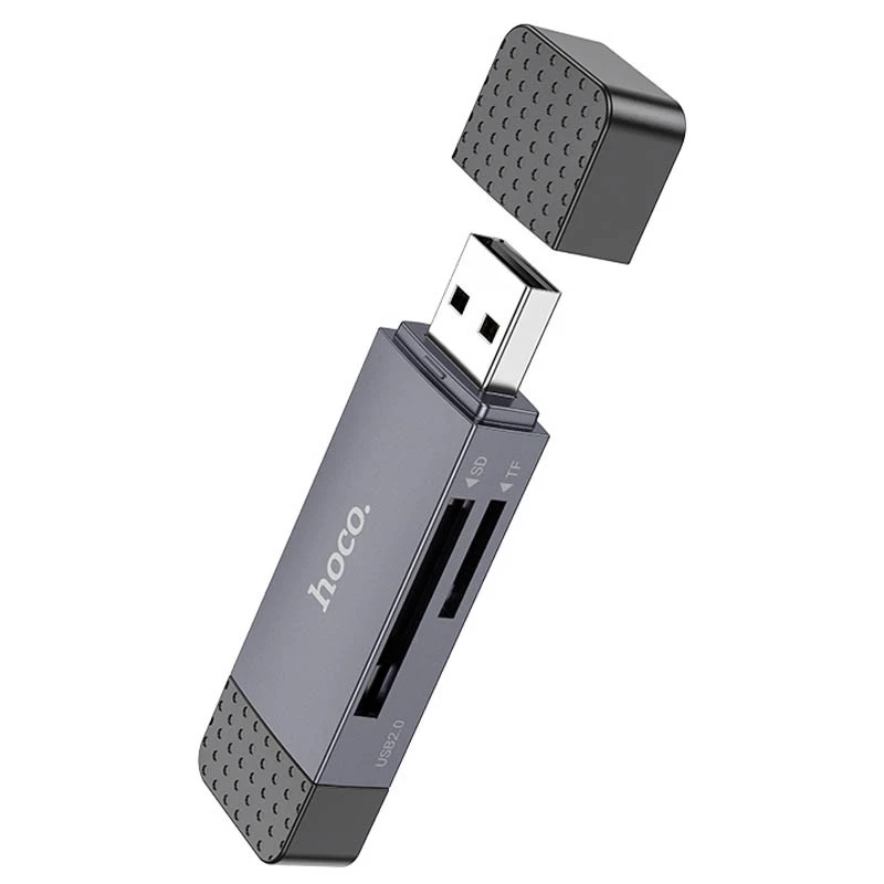 Картридер Hoco HB45 Spirit 2in1 USB/Type-C 2.0 – Metal gray. Фото 2 з 6