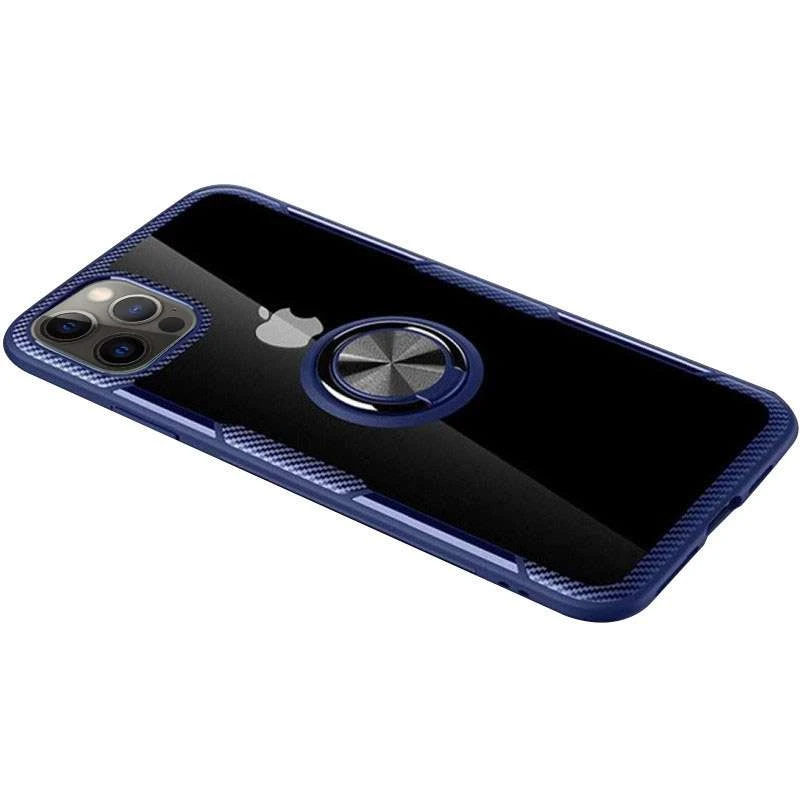 

Чехол Deen CrystalRing с магнитным кольцом для Apple iPhone 12 Pro (6.1") (Бесцветный / Синий), Безбарвний / синій