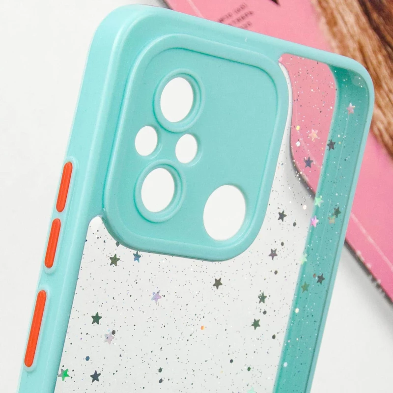 Чохол з блискітками та захистом камери на Xiaomi Redmi 12C / Poco C55 – Бірюзовий. Фото 6 з 9