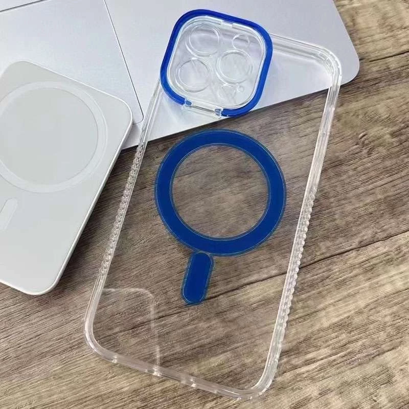 TPU чохол з кольоровою окантовкою камери з MagSafe на Apple iPhone 14 Pro (6.1") – Синій. Фото 2 з 3