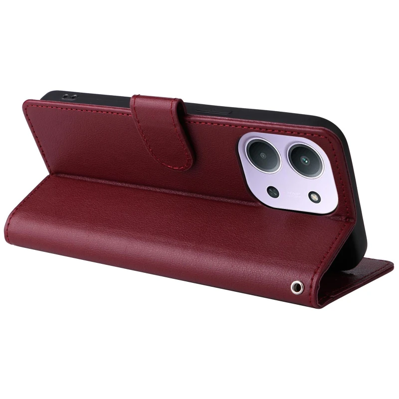 Шкіряний чохол-книжка Essential Case для Xiaomi Redmi 15C (EU) – Wine Red. Фото 6 з 7