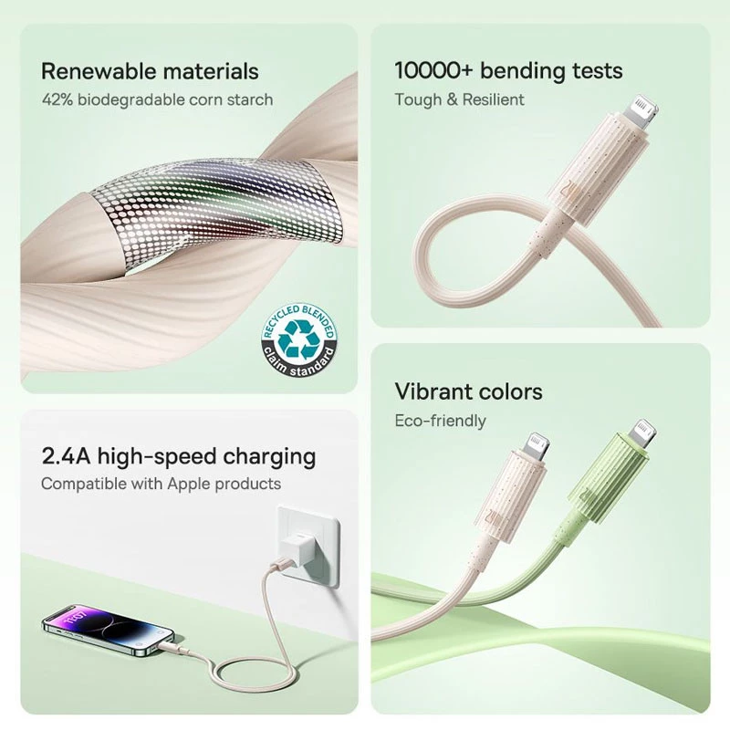 Дата кабель Baseus Habitat Series Fast Charging USB to Lightning 2.4A (1m) (P10360200421-0) фото 2 з 3