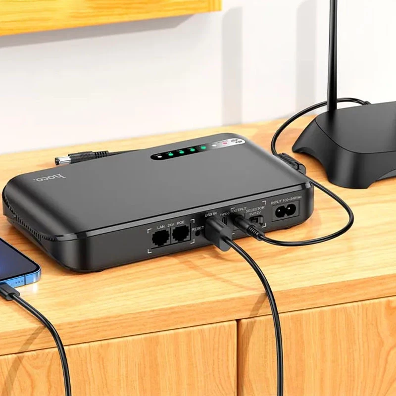 Джерело безперебійного живлення Hoco DB62 Smart Mini UPS для роутерів 5V/9V/12V 20000 mAh – Black. Фото 5 з 7