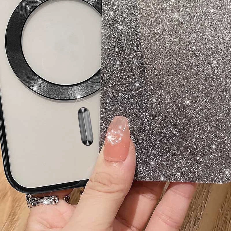 Чохол з блискітками, захисними лінзами на камеру та MagSafe на Apple iPhone 16 Plus – Чорний / Black. Фото 10 з 10