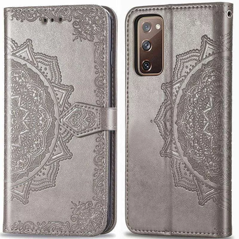 Шкіряний чохол-книжка Art Case з візитницею для Samsung Galaxy S20 FE – Сірий. Фото 4 з 6