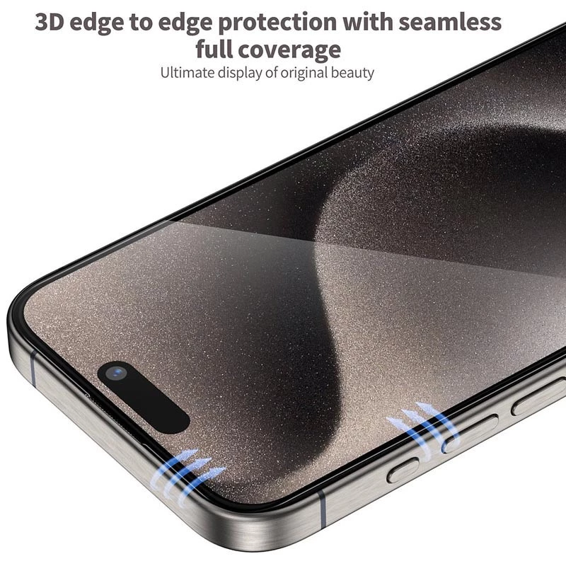 Захисне 3D скло Blueo Hot Bending для Apple iPhone 16 Pro – Чорний. Фото 5 з 8