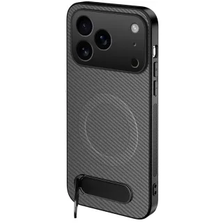 TPU+PC чохол Carbon Kickstand Magnetic Case для Apple iPhone 17 Pro (6.3") — Grey