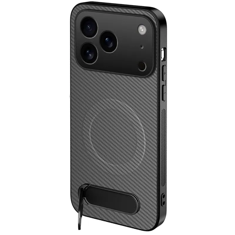 TPU+PC чохол Carbon Kickstand Magnetic Case для Apple iPhone 17 Pro Max (6.9") – Grey. Фото 1 з 2