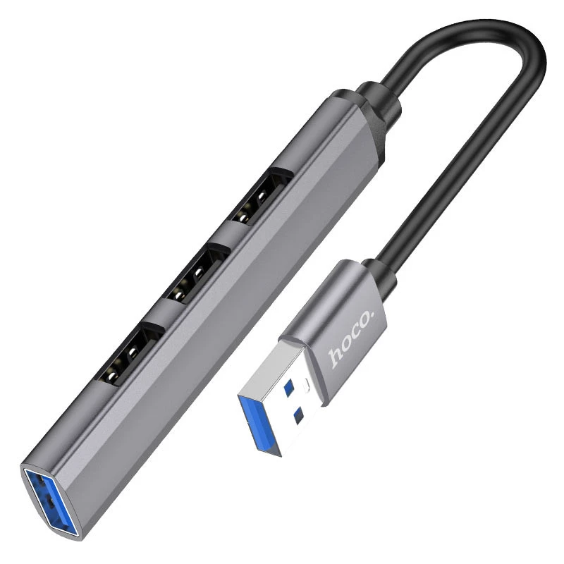 

Перехідник Hoco HB26 4in1 (USB to USB3.0+USB2.0*3) (Metal gray)