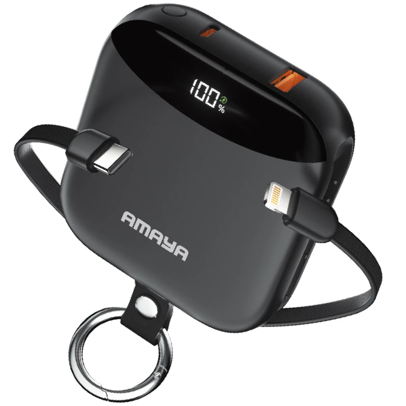 Портативное ЗУ Power Bank Amaya F150 22.5W with display and cable 10000 mAh – Black. Фото 1 из 2