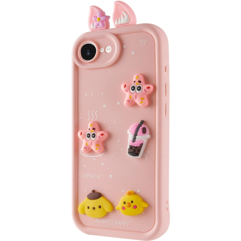Силіконовий чохол Funny Toys with Ears для Apple iPhone 16e (6.1") – Light Pink. Фото 1 з 6
