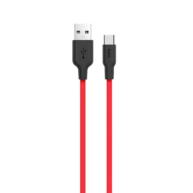 Дата кабель Hoco X21 Silicone Type-C Cable (1m) – Чорний / Червоний. Фото 1 з 6