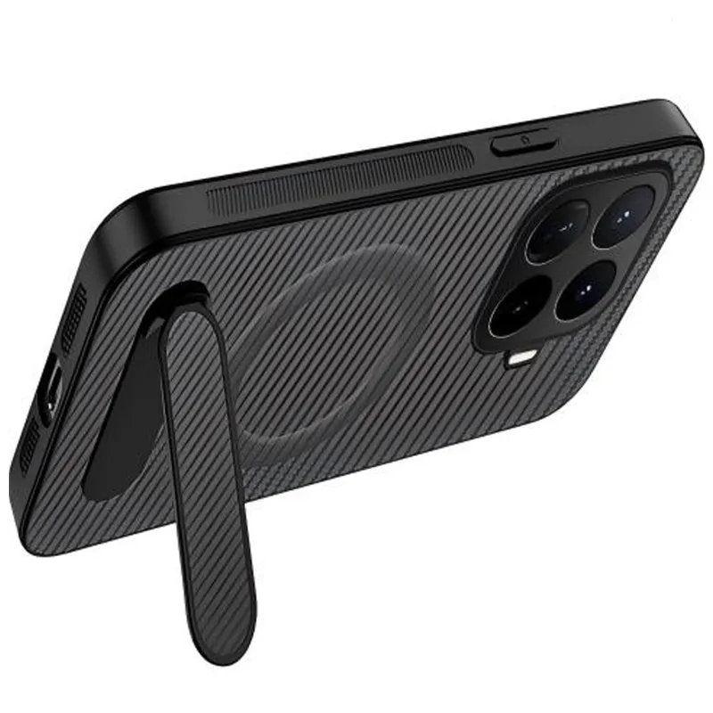 TPU+PC чохол Carbon Kickstand Magnetic Case для Xiaomi 17T – Grey. Фото 2 з 2