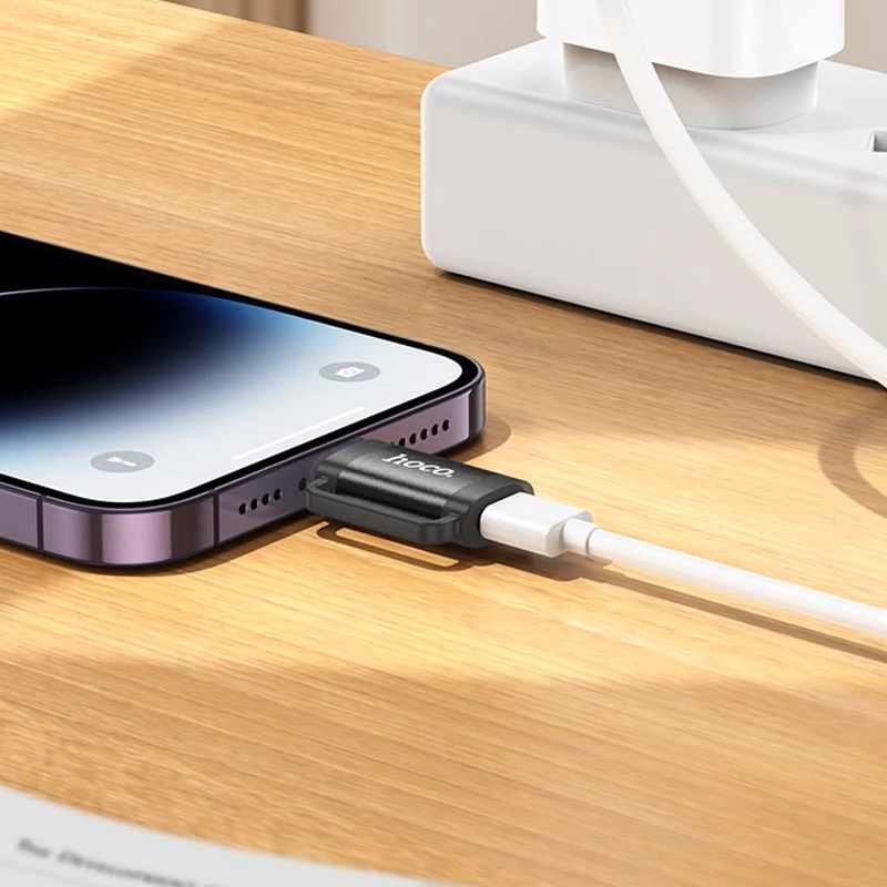 Перехідник Hoco UA31B OTG Lightning male to Type-C female – Black. Фото 4 з 5