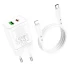 МЗП Borofone BN7 PD20W+QC3.0 (1USB-A/1C) + Type-C to Lightning – White. Фото 5 з 8