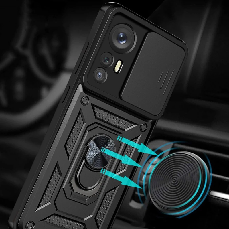 Удароміцний чохол Ummi Camshield Serge Ring (in box) для Xiaomi 12T / 12T Pro – Чорний. Фото 2 з 2