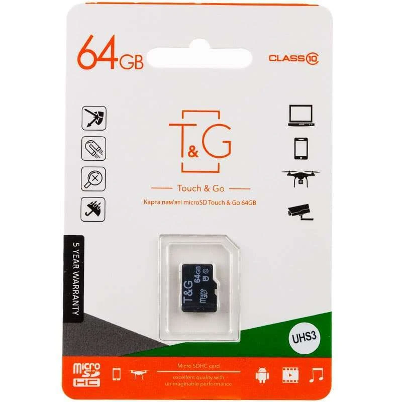 

Карта пам'яті T&G microSDXC (UHS-3) 64 GB class 10 (без адаптера)