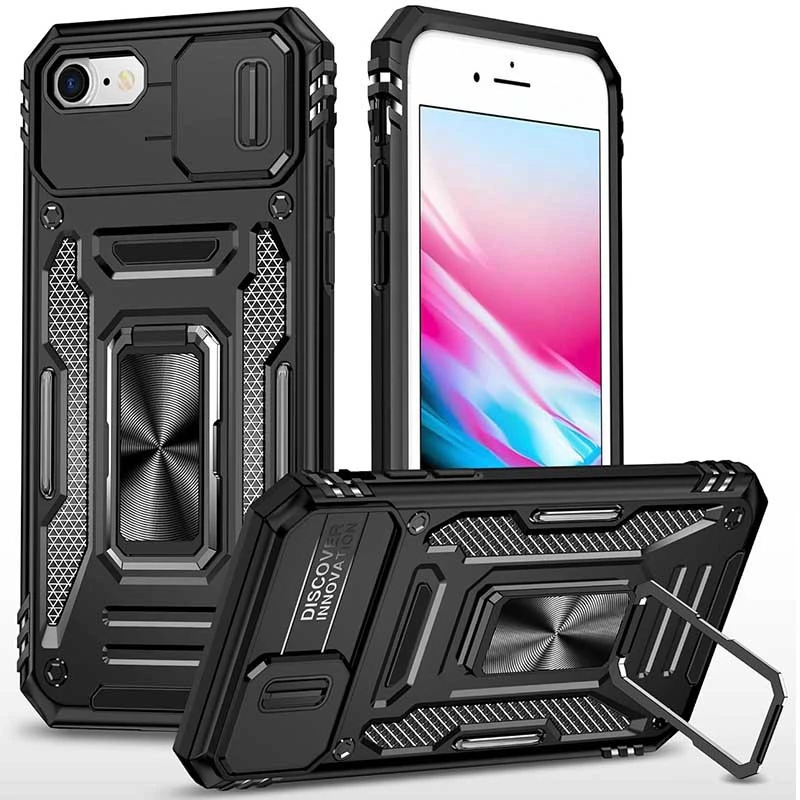

Ударопрочный чехол Square Ring c шторкой на камеру для Apple iPhone 7 / 8 (4.7") (Черный / Black), Чорний / black