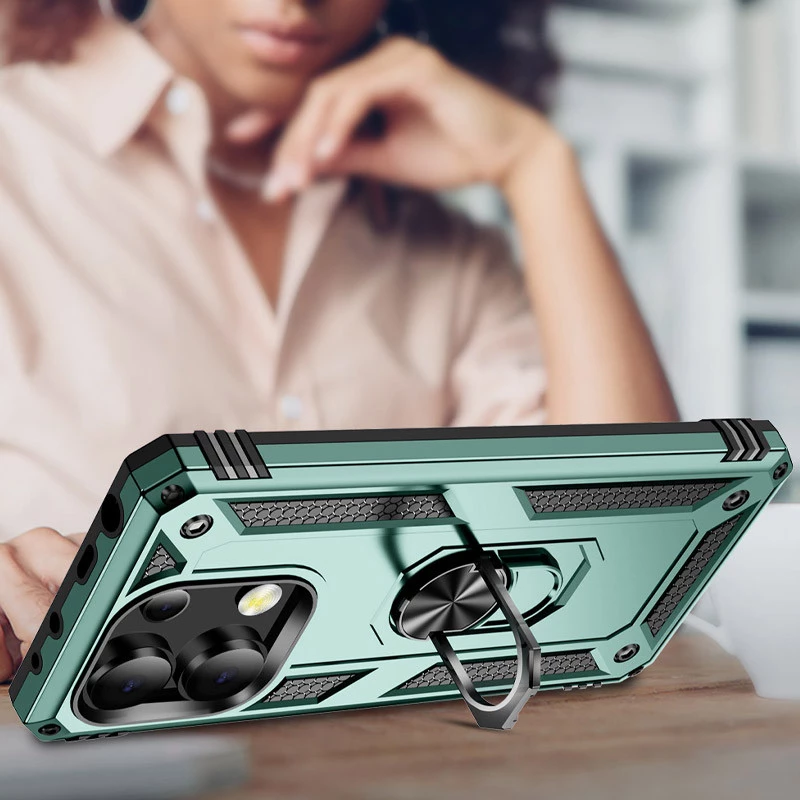 Протиударний чохол Serge Ring з кільцем на Xiaomi Redmi Note 13 Pro 4G – Зелений. Фото 6 з 6