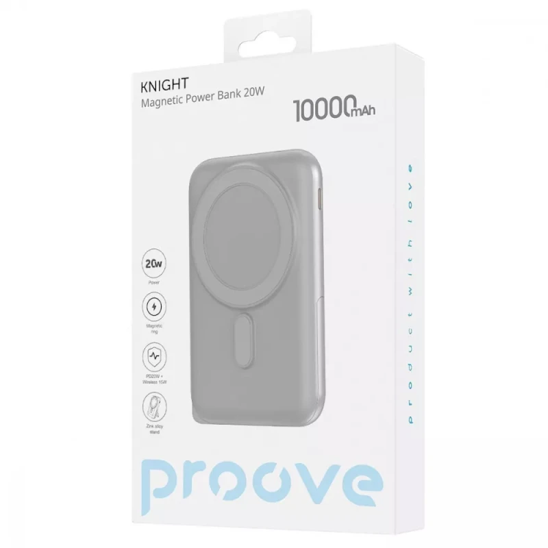 Портативний ЗП Power Bank Proove Proove Knight 20W з БЗП 10000mAh – Dark Gray. Фото 5 з 5