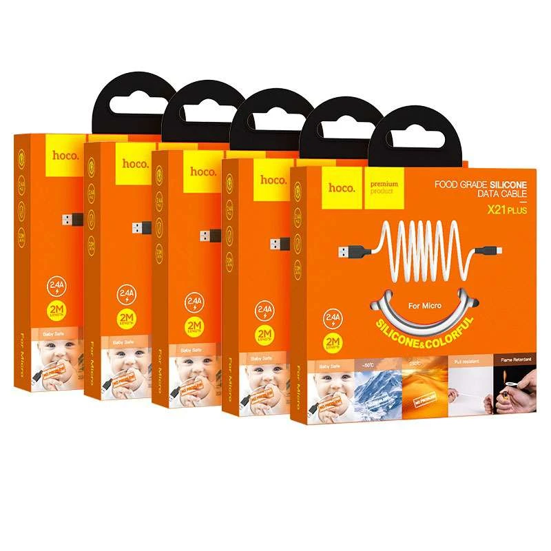 Дата кабель Hoco X21 Plus Silicone MicroUSB Cable (2m) фото 2 из 2