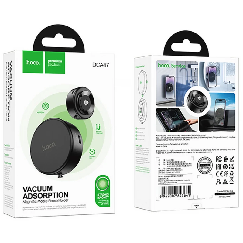 Автотримач Hoco DCA47 Quick Fix magnetic – Black. Фото 4 з 4