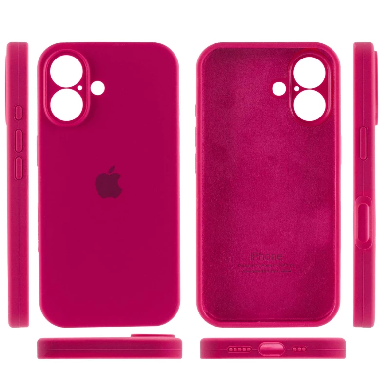 Чехол Silicone Case с защитой камеры для Apple iPhone 16 – Красный / Rose Red. Фото 4 из 8