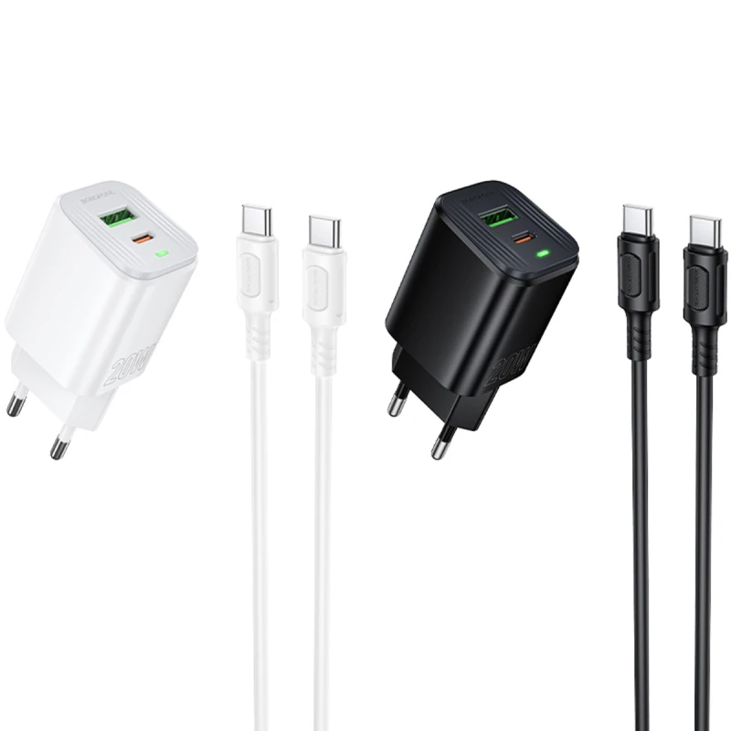 МЗП Borofone BAS83A Star PD20W+QC3.0 (1USB-A/1C) + кабель Type-C to Type-C фото 1 з 1