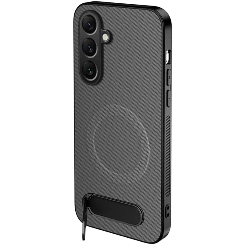 TPU+PC чохол Carbon Kickstand Magnetic Case для Samsung Galaxy A17 4G/5G – Grey. Фото 1 з 2