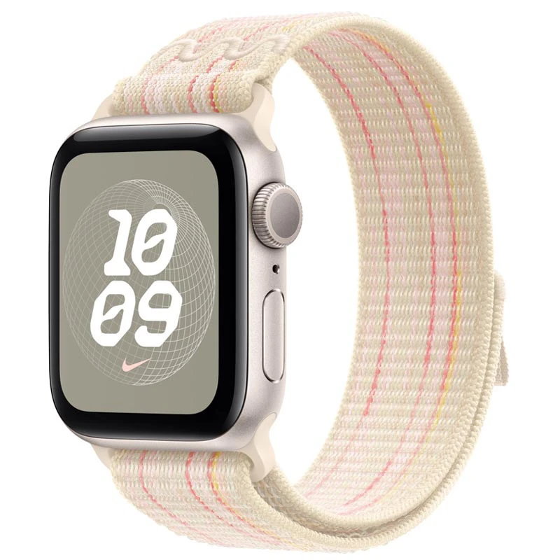 Ремешок Nylon Sport Loop для Apple Watch 42(ser.1-3)/44/45/46/49mm – Starlight / Pink. Фото 2 из 3