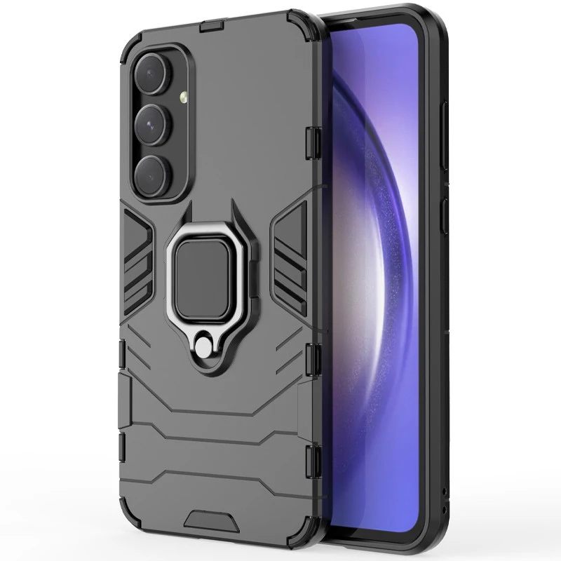 Противоударный чехол Transformer с кольцом для Samsung Galaxy S23 FE – Черный / Soul Black. Фото 2 из 8