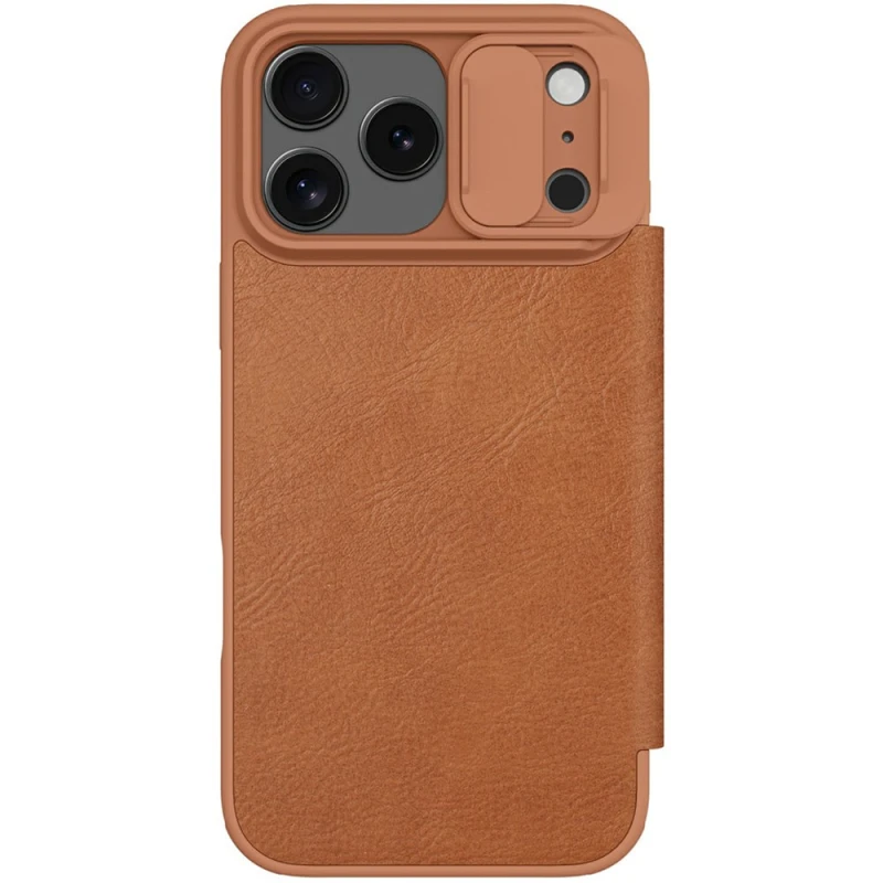 Кожаный чехол-книжка Nillkin Qin Pro Camshield для Apple iPhone 18 Pro – Brown. Фото 3 из 5