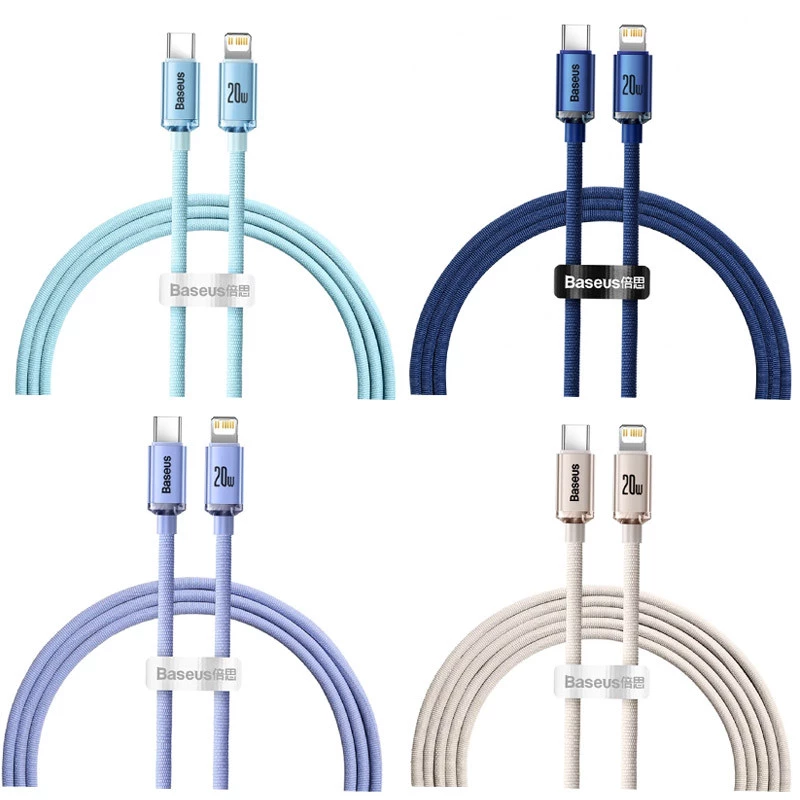 Дата кабель Baseus Crystal Shine Series Type-C to Lightning 20W (1.2m) (CAJY00020) фото 2 з 2