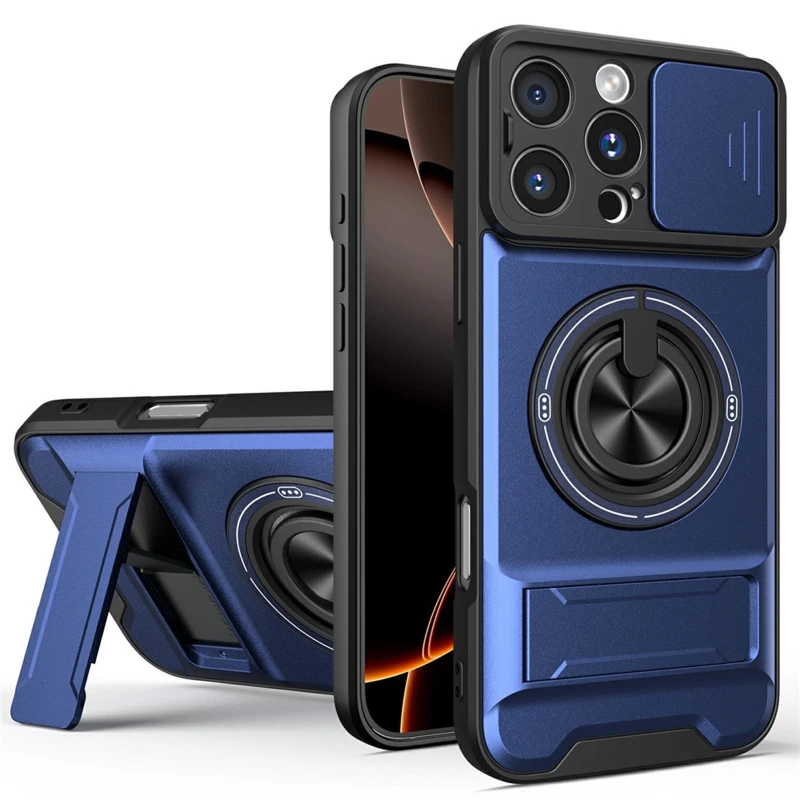 Ударопрочный чехол Camshield StandRing case для Apple iPhone 16 Pro – Blue. Фото 1 из 1