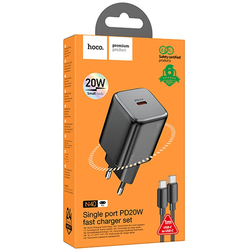 МЗП Hoco N40 Mighty 1C PD20W + Type to Type-C – Black. Фото 6 з 6