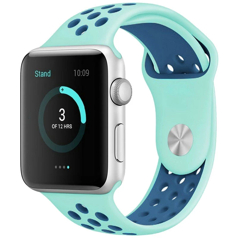 

Силиконовый ремешок Sport Nike+ для Apple watch 38mm / 40mm (Marine green / Blue)