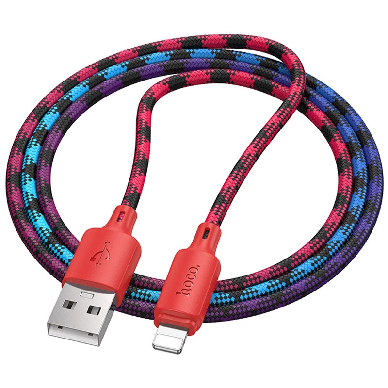 Дата кабель Hoco X116 Meridian USB to Lightning 2.4A (1m) – Gradient Red Mix. Фото 3 з 6