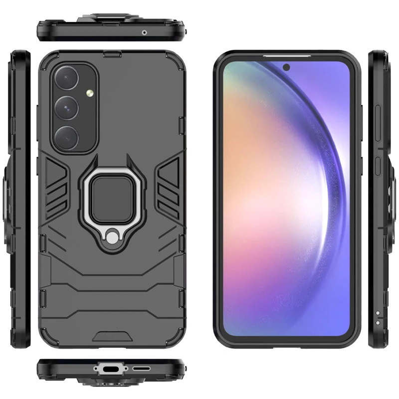 Противоударный чехол Transformer с кольцом для Samsung Galaxy S23 FE – Черный / Soul Black. Фото 4 из 8