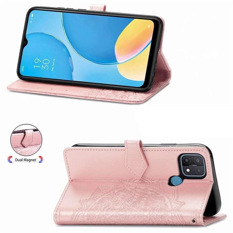 Кожаный чехол-книжка Art Case с визитницей для Oppo A15s / A15 – Розовый. Фото 5 из 6