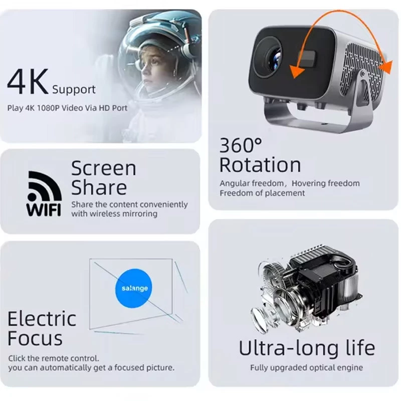 Проектор 4к Android A10 – Black. Фото 5 з 8