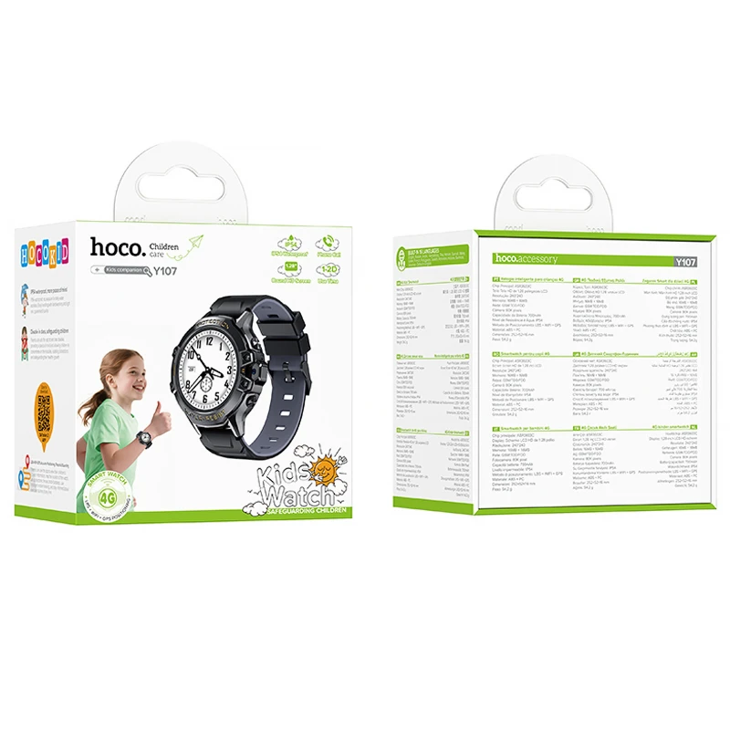 Дитячий cмарт-годинник Hoco Y107 4G with call function – Black. Фото 3 з 3