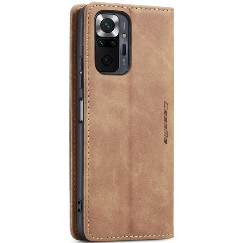 Шкіряний чохол-книжка CaseMe Velvet Nubuck для Xiaomi Redmi Note 10 Pro Max – Brown. Фото 4 з 6