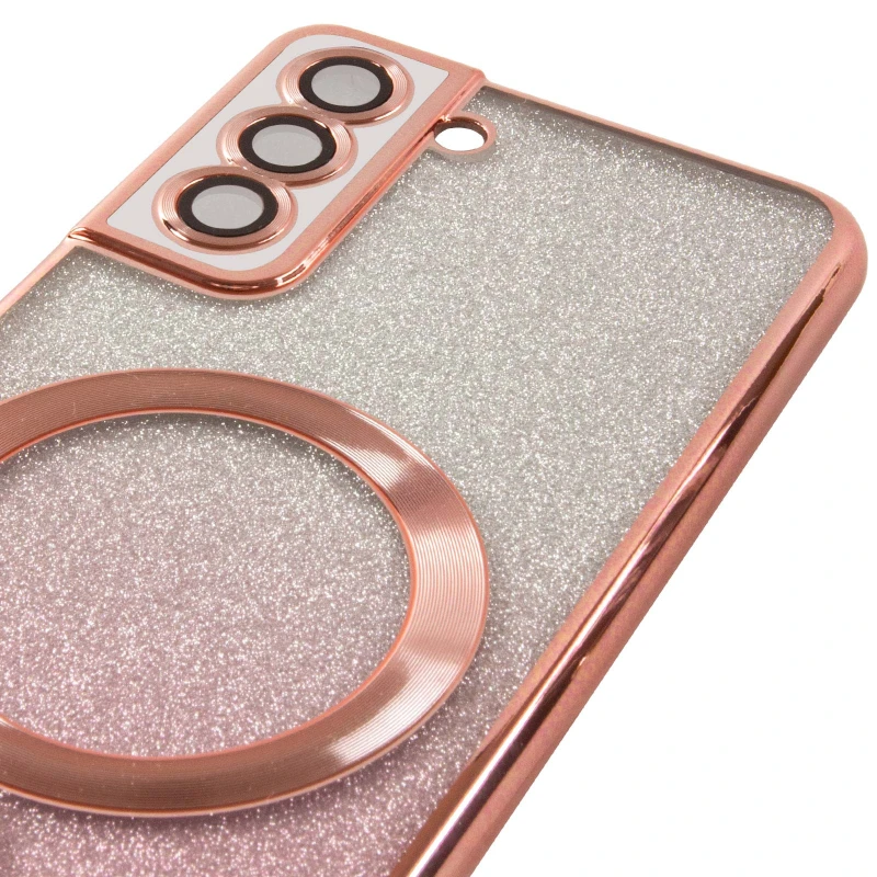 Чохол з блискітками, захисними лінзами на камеру та MagSafe на Samsung Galaxy S21 FE – Рожевий / Rose Gold. Фото 7 з 12